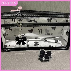 JCSYFAC  Cartoon Translucent Pencil Case Multi-layer Vertical Large-capacity Stationery Storage Bag School Supply Cosmetic Bag