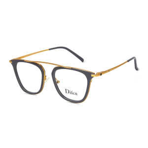 Dilicn  Rectangle Style Acetate Metal Eye Glasses Frames Vintage Eyeglasses Frames for Men 1015