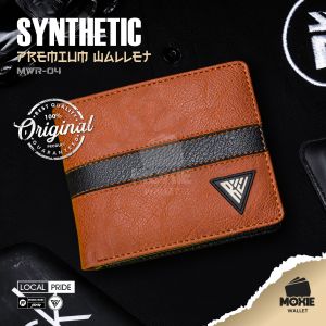 Dompet Lipat Pria Cowok Laki Laki Cowo Synthetic Leather Wallet Bahan Kulit Sintetis PU Premium Brown Coklat Black Hitam MWR04