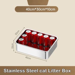 Extra Large Stainless Steel Cat Litter Box Open Splash-Proof Cat Toilet Easy To Clean& Deodorization