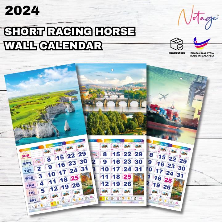 10" Horse Calendar 2024 Large Wall Racing Horse Hanging Kalendar Kuda