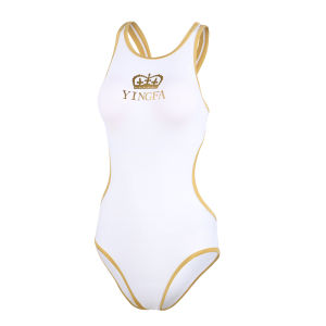 Womens 2024 New YINGFA Professional Sporty Swimwear Belly Covering And Slimming Swimsuits White One Piece Beachwear With Padded