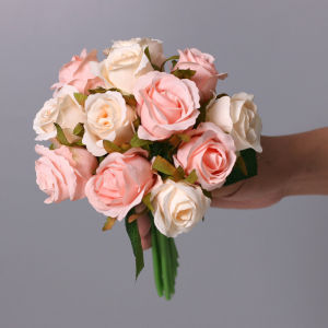 12pcs/lots Green/Champagne/Red Silk Rose Flower Wedding Artificial Flowers Bridal Bouquets Home Decoration Artificial Rose Flowers Artificial Plants