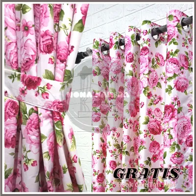 (Gorden juara) Gorden Emily Minimalis Import Murah Terlaris jendela Pintu Model Smokering Hordeng tirai Emboss Poloss