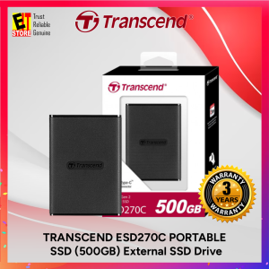 TRANSCEND PORTABLE SSD ESD270C 500GB / 1TB / 2TB External SSD Drive USB TYPE-C  & TYPE-A CABLE PROVIDED - 3YRS WARRANTY