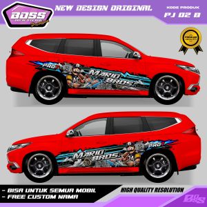 PJ 02 - STIKER DECAL MOBIL PAJERO MOBILIO SIGRA AVANZA SEDAN CHEVROLET TERIOS GRATIS CUSTOM NAMA