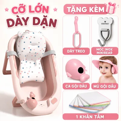 Chậu Tắm Cho Bé Size Đại Gập Gọn MiniBear Thiết Kế Dày Dặn An Toàn Cho Trẻ Sơ Sinh TắmBồn Tắm Trẻ Nhỏ Cao Cấp Mới Nhất