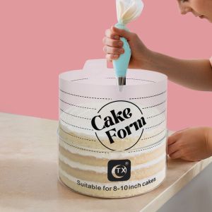 HUYAN Tròn Vòng bánh điều chỉnh Trong suốt mờ Acrylic Khuôn bánh Dụng cụ làm bánh Có thể tái sử dụng Khuôn bánh mousse Tiệm bánh