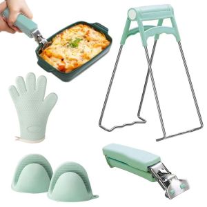 J2UQR3 3/4/5pcs ซิลิโคนทำจากซิลิโคน ที่วางชาม ทนความร้อนทน ใช้ซ้ำได้ ถุงมือกันความร้อนสำหรับเตาอบ อาหารเกรด กันลื่น คลิปชาม ครัวเรือน