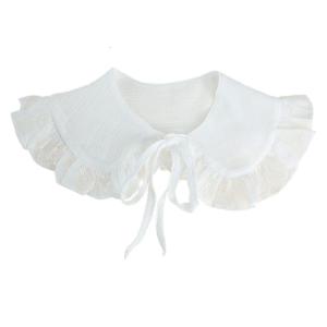 White Shawl for Doll Fake Collar Female Ruffled Trim Detachable Half Shirt Scarf