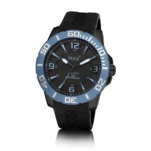 MAX Legend Oversized Watches Blue-Black Steel Case Mens Silicone Strap Watch 52mm 5-MAX612