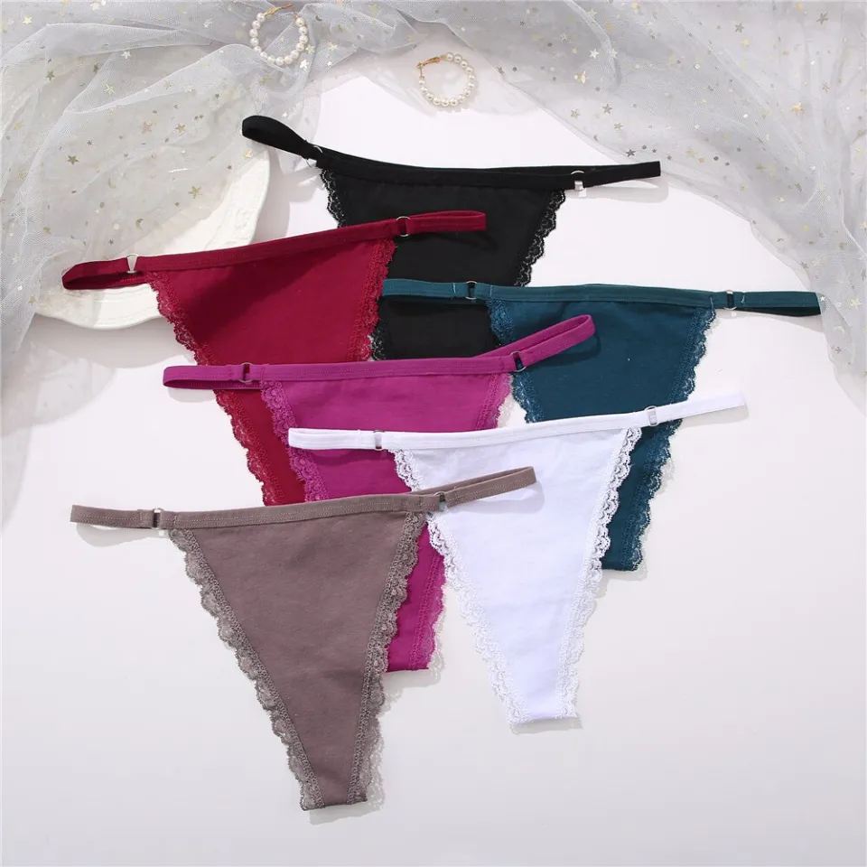 3PCS/Set Women Cotton Panties Sexy T-Back Thong Adjustable Waist G-String  Underwear Breathable Soft Intimates Lingerie FINETOO