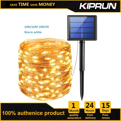 [Ready Stock] KIPRUN Solar Powered String Lights 72ft /22M 200 LED Fairy Lights 8 Modes Starry Lights Waterproof Fairy Christmas Decorative Lights for Outdoor Wedding Homes Party Halloween Warm White Light