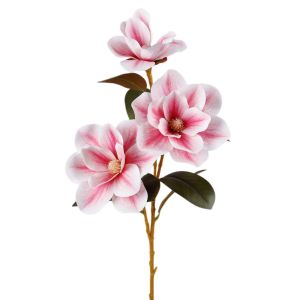 ECOCOKU with Leaves Artificial Orchid Flower Branch Artificial Magnolia Real Touch Fake Orchid Flowers DIY Vase Decor Handmade Faux Flowers Home Office Decor
