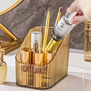 Kệ mica 3 ngăn trong suốt để bàn đựng mỹ phẩm cọ trang điểm bút son môi khay đựng đồ mỹ phẩm trong suốt để bàn đa năng