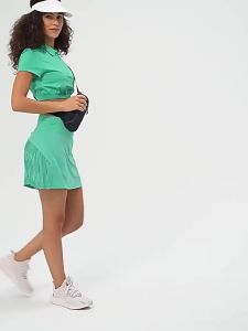 LULU กระโปรงพลีตลดน้ำหนัก กระโปรงสั้นโยคะฤดูใบไม้ผลิฤดูร้อน สำหรับผู้หญิง ป้องกันการเปิดเผย สำหรับวิ่ง ฟิตเนส และเทนนิส ระบายอากาศได้