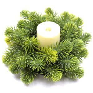 PAXTONE 20cm Christmas Candlestick Wreath Handmade DIY Red Berry Candle Wreaths Fake Pine Branch Wreath Rose Flower Simulation Pine Branch New Year
