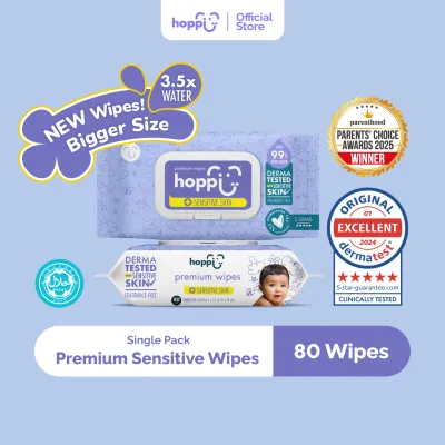 [Not For Sale] Hoppi Premium Sensitive Wipes [German Dermatologically Tested] with Halal Certified x 80 Wipes