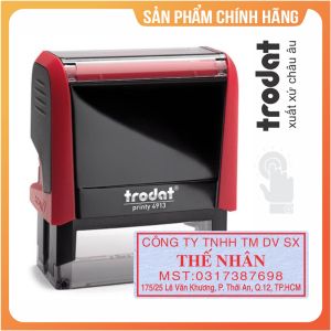 Khắc con dấu vuông công ty mã số thuế 3 4 dòng làm theo yêu cầu kich thước 57 x 22mm chính hãng trodat