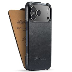 Vertical Flip Leather Case For iPhone 18 Pro Max Retro Vintage Business Fold up and down Cover2026