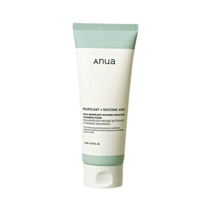 Anua Heartleaf Succinic Moisture Cleansing Foam heartleaf soothe redness succinic acid mild exfoliation non-tight moisturizing cleansing gently wash away impurities and dead skin cells for sensitive skin