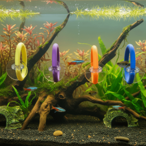 GBDSVD 4PCS/SET Suction Cup Fish Training Ring Waterproof Fish Tail Toy Fish Teasing Toys Creative Colorful Fish Tank Decorative Ring Aquarium