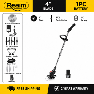 Realm Brushless Grass Cutter Cordless 2 Batteries Free Accessories Set 50% Off 5-Year Warranty