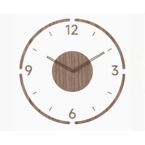 Minimalist Nordic Wall Clock Silent Quartz Hollow Acrylic Wooden 32cm Home Living Room Wall Decor
