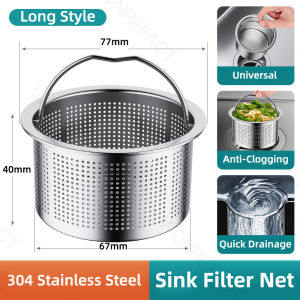 kitchen Stainless Steel Filter Basket For Sink Can Filter Fine food Residues Waste Interceptor With Handle Strainer Drain Accessories