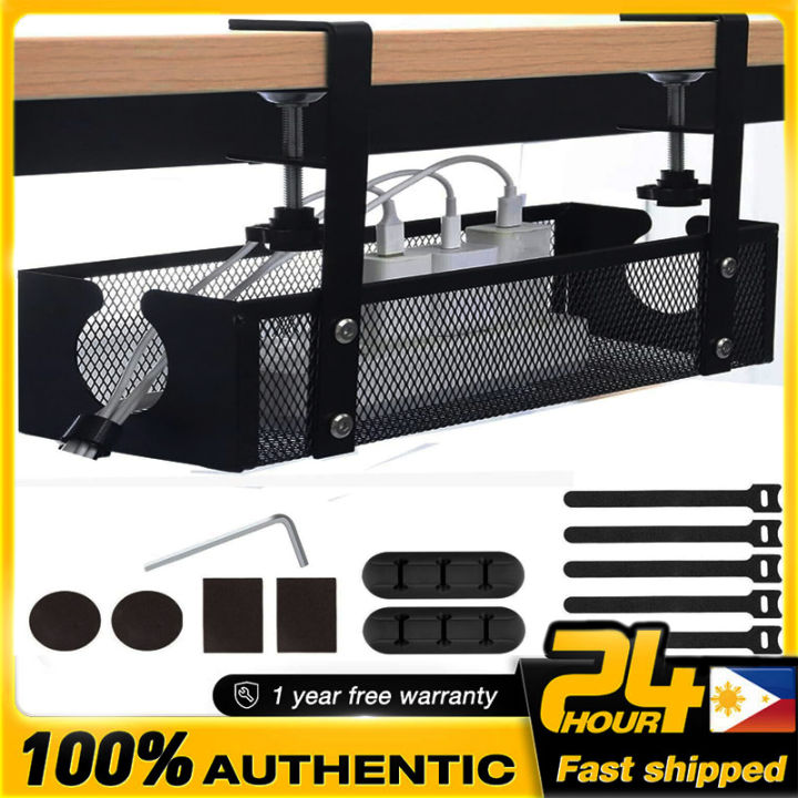 Under Table Storage Rack Cable Management Tray Desk Socket Holder Wire ...