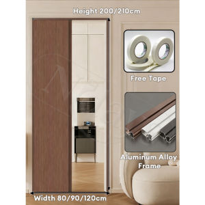 REAIM PVC Honeycomb Folding Door with Punch-Free Aluminum Frame Space-Saving Accordion Sliding Door for Bathroom Kitchen and Room Divider