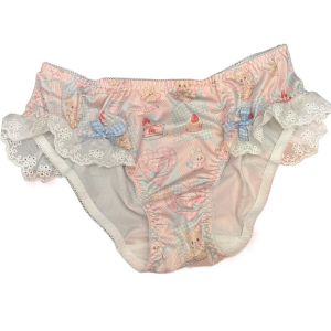 KSHU7 Cartoon Bowknot Bear Panties Dot Low Waist Lace Bow Briefs Lovely Underpants Ruffle Panties Women Girl
