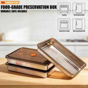 316 Stainless Steel Dumpling Storage Box Non-Stick Large Capacity Freezer Box Airtight Food Storage