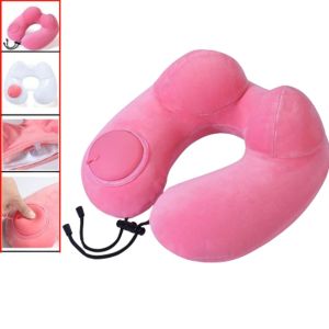 CEMOMEF U-Shaped Inflatable Travel Pillow Soft Hand Pressing Press To Inflate Pillow Convenient Save Space Neck Support Cushion Outdoor Travel