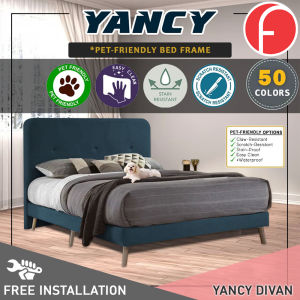 FurnitureMartSG Diomire Yancy Divan Bed Frame w/ Mattress - PetFriendly Scratch-Resistant -All Sizes