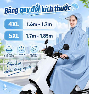 Áo Mưa Kính Trong Suốt Người Lớn Size 4XL 5XL – Dáng Rộng Có Mũ Bo Tay Đi Xe Máy Đi Làm Đi Học