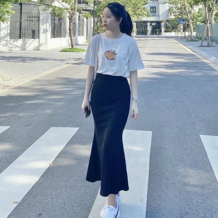 Chân váy đuôi cá xanh đậm - Thời trang Hàn Quốc