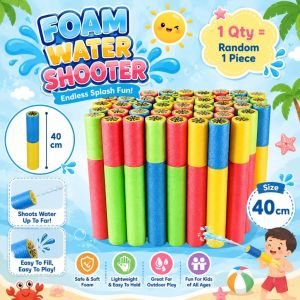 ✨💖🏖️💦 Foam Water Shooter Kids Water Gun Soft Foam Water Blaster Beach Pool Outdoor Summer Toy Birthday Party Set Shark Long Water Gun l Picnic Mat Beach Toys l Swimming Pool Birthday Party