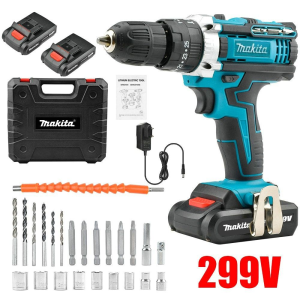 Makita 48V Cordless Electric Impact Drill Double Speed 2x Li Ion Battery Driver Drill Kit 34 PCS Accessories