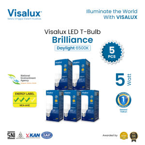 Visalux Lampu LED T-Bulb Brilliance 6500K Daylight Putih 5W - Bundling Paket 5 pcs (BRI-VPT8805DL)
