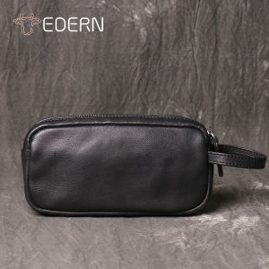 EDERN Retro Cowhide Clutch Bag for Men Genuine Leather Business Handbag Cellphone Bag Large Capacity Travel Cosmetic Bag Storage Bag