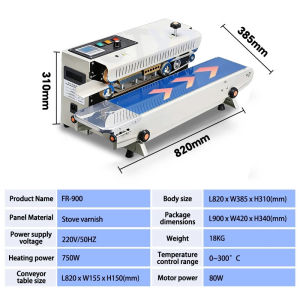 Horizontal / Vertical FR-900 Continuous Band Sealer Continues Sealing Machine Automatic Plastic Bag Sealing Machine Seal