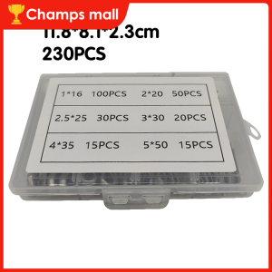 230Pcs Stainless Steel Fastener Pin Set Split Cotter Pin Clip Hitch Pin Clip