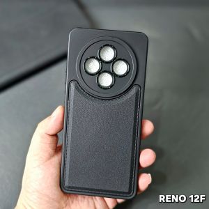 Case Oppo Reno 12F Case Leather Pro Casing TPU Lembut Tekstur Kulit Anti Benturan Fids Store