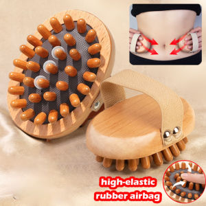 Wooden Air Cushion Meridian Brush Body Gua Sha Scrapping Slimming Shaping Tool Handheld Hair Scalp Massage Comb for Relax Head Arm Shoulder Back Belly Waist Leg