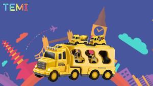 ⭐ Shipping from Malaysia ⭐TEMI 5 in 1 Diecast Carrier Truck Toys Cars Engineering Vehicles Excavator Bulldozer Truck Model Sets Kids Educational Boys For Toys