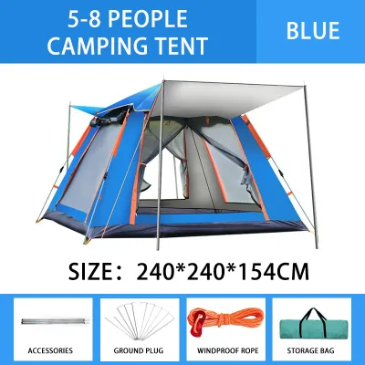 Tents for camping 4/6/8 Person Automatic tent Portable tents for camping waterproof camping tent 3 to 4 person tent outdoor heavy duty Rainproof and Mosquito proof panoramic camping tent