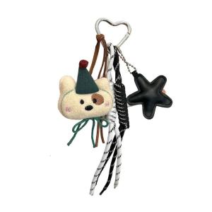 Cartoon Plush Bear Bag Charm Soft Car Keychain Lightweight Bags Peandant Backpack Decors Accessory for Women and Girls
