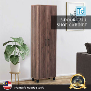 High Quality Shoe Cabinet with 2 Door and 8 Shelves 6.5ft Tall Storage Cabinet for Warehouse Garage Home Office|all Shoe Cabinet with 2 Doors and Bar Handle Walnut Color Kabinet Kasut Tinggi 2 Pintu H1980 x W590 x D330mm|双门大容量高柜鞋柜玄关柜子 - Lazada
