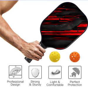 Pickleball Set of 1 Paddles with 2 Balls abstract red Pickleball PaddlesFiberglass Pickleball Rackets with Comfort Grip ID 60630-190642569